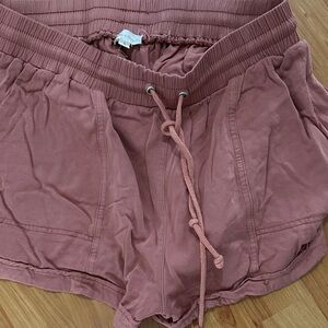 Hem & Thread Dusty Rose Drawstring Athletic Shorts